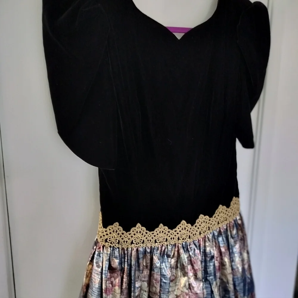 Scott McClintock Vintage Ball Gown Romantic Goth Victorian Black Velvet Small